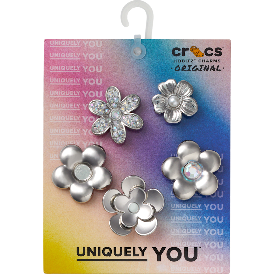 Monochrome Slvr Flwrs 5 Pack Jibbitz™ charms Women|Men|Jibbitz™ Charms Outlet