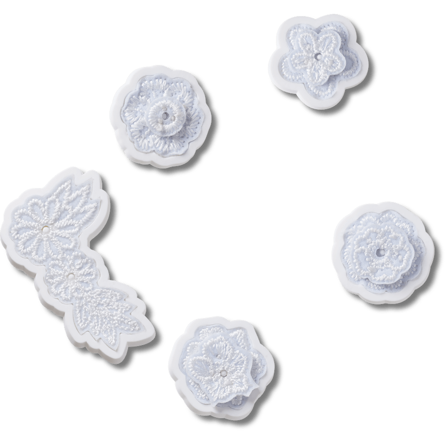 White Elegant Floral 5 Pack Jibbitz™ charms Women|Men|Jibbitz™ Charms Discount