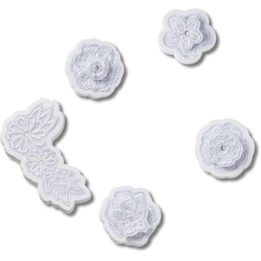 White Elegant Floral 5 Pack Jibbitz™ charms Women|Men|Jibbitz™ Charms Discount