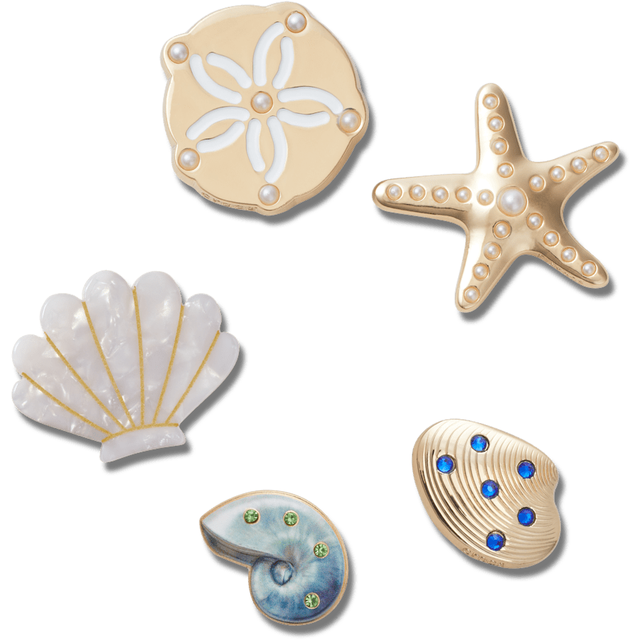 Gold Seashell 5 Pack Jibbitz™ charms Women|Men|Jibbitz™ Charms Outlet