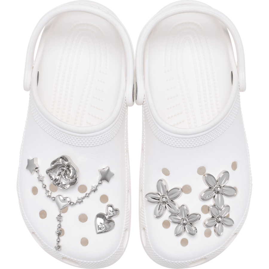 Silver Meta Floral 5 Pack Jibbitz™ charms Women|Men|Jibbitz™ Charms Outlet