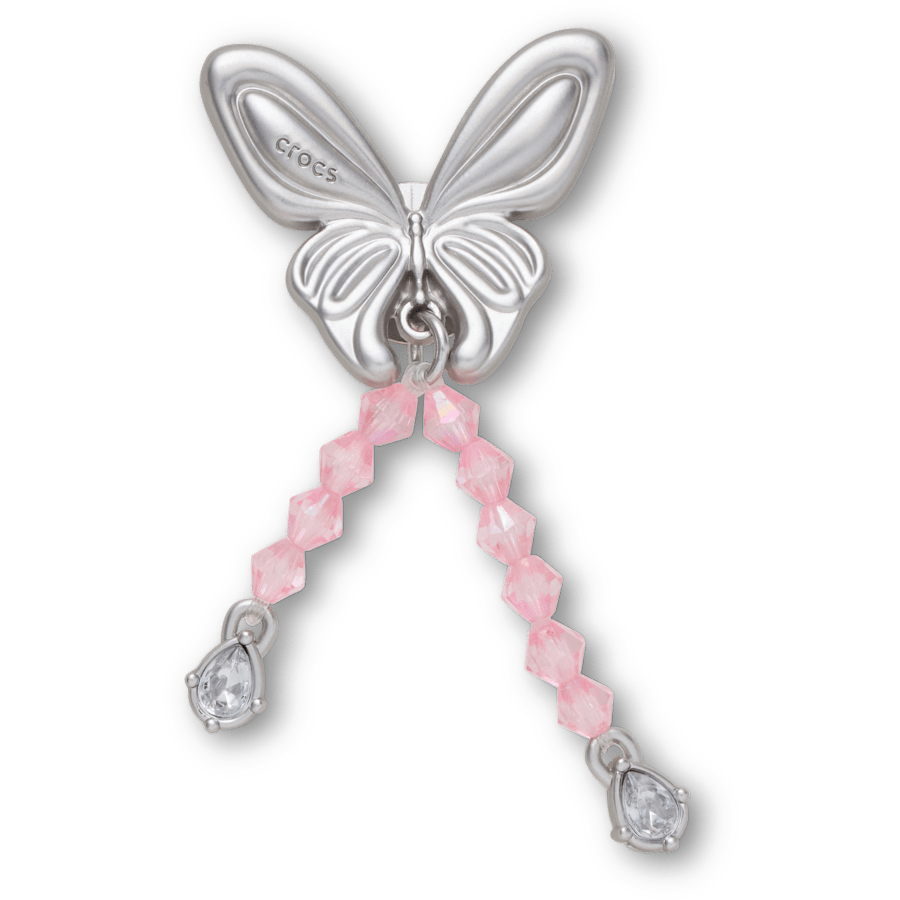 Silver Beaded Meta Butterfly Jibbitz™ charms Women|Men On Sale