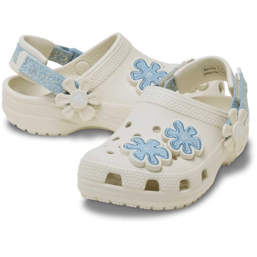 Toddler Classic Denim Flower Adjustable Backstrap Clog Kids Discount