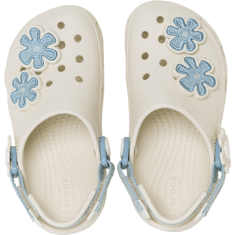 Toddler Classic Denim Flower Adjustable Backstrap Clog Kids Discount